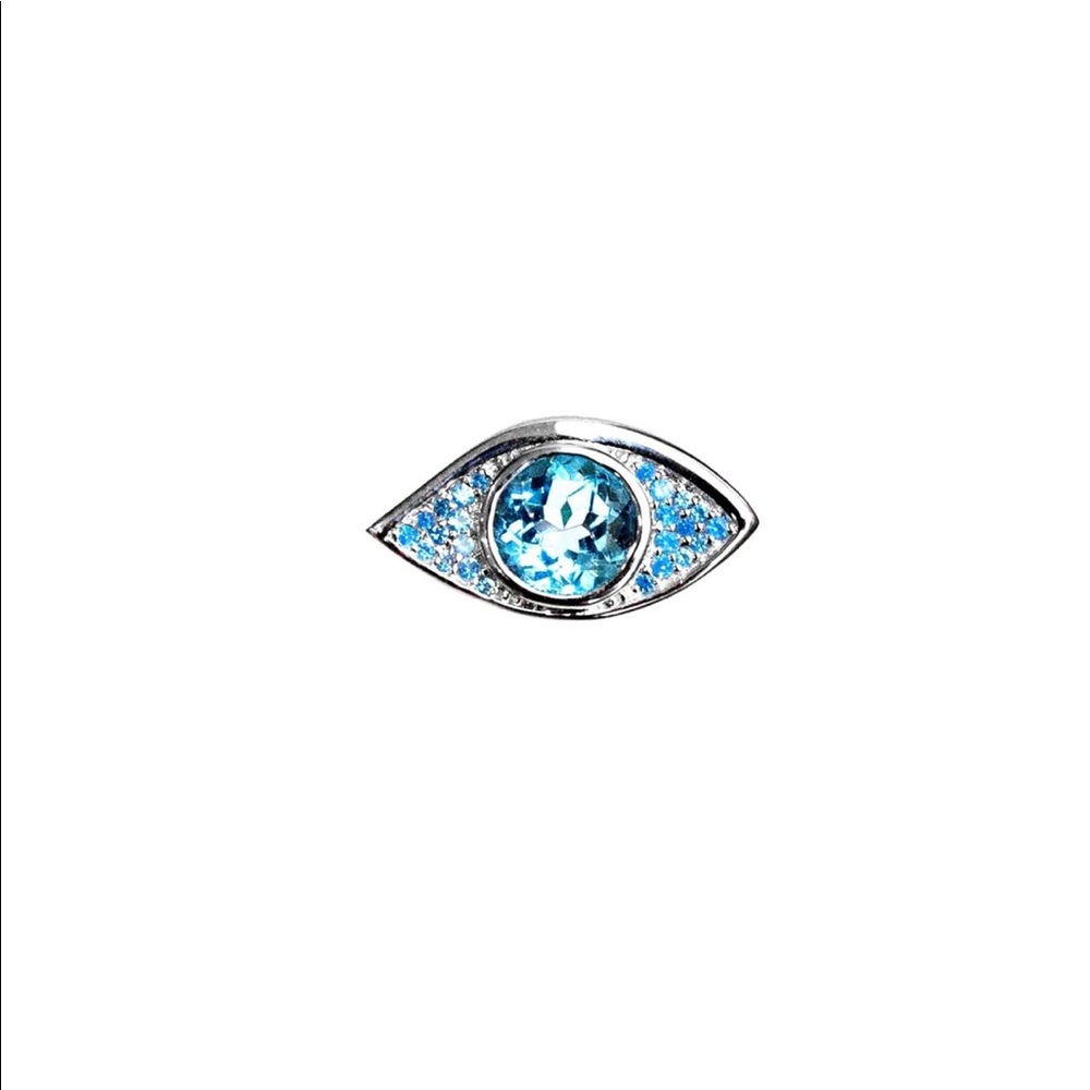 Silver and Topaz Evil Eye Ring, Sz 6, 7, 8
